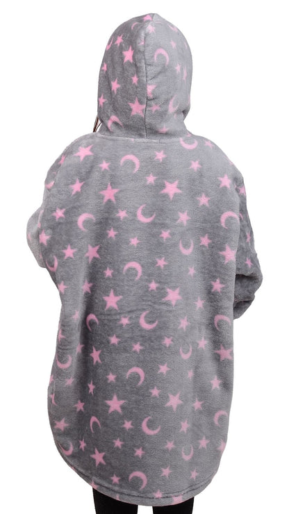Grey Stars Kids Blanket Hoodie
