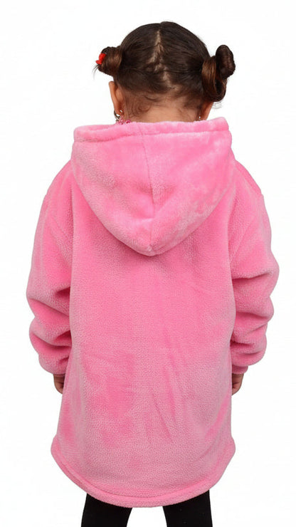 Solid Pink Kids Blanket Hoodie