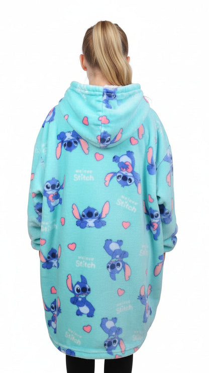 Petrol Stitch Kids Blanket Hoodie