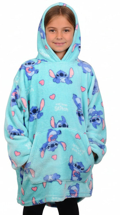 Petrol Stitch Kids Blanket Hoodie